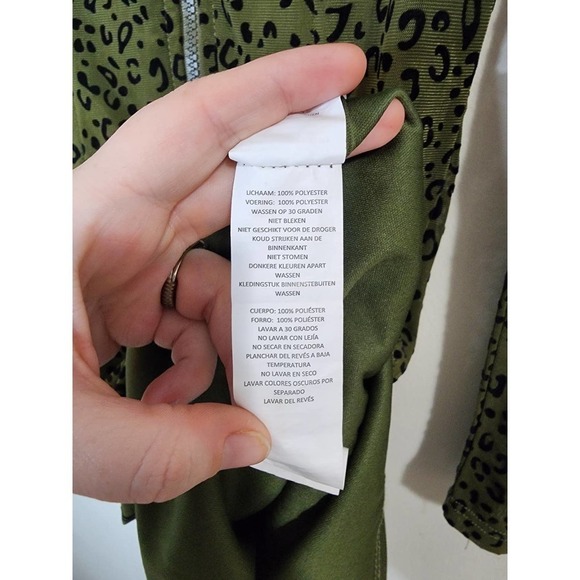 NaaNaa 1/2 Zip Front Green Bodycon Mini Animal Print Women 6 Mesh Dress - Picture 11 of 14